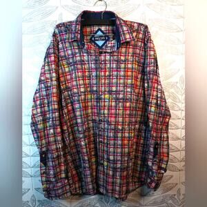 Franco Negretti Button Down Paisley Multicolor Plaid